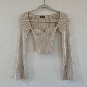 Urban Outfitters Cream Ribbed Crop Top